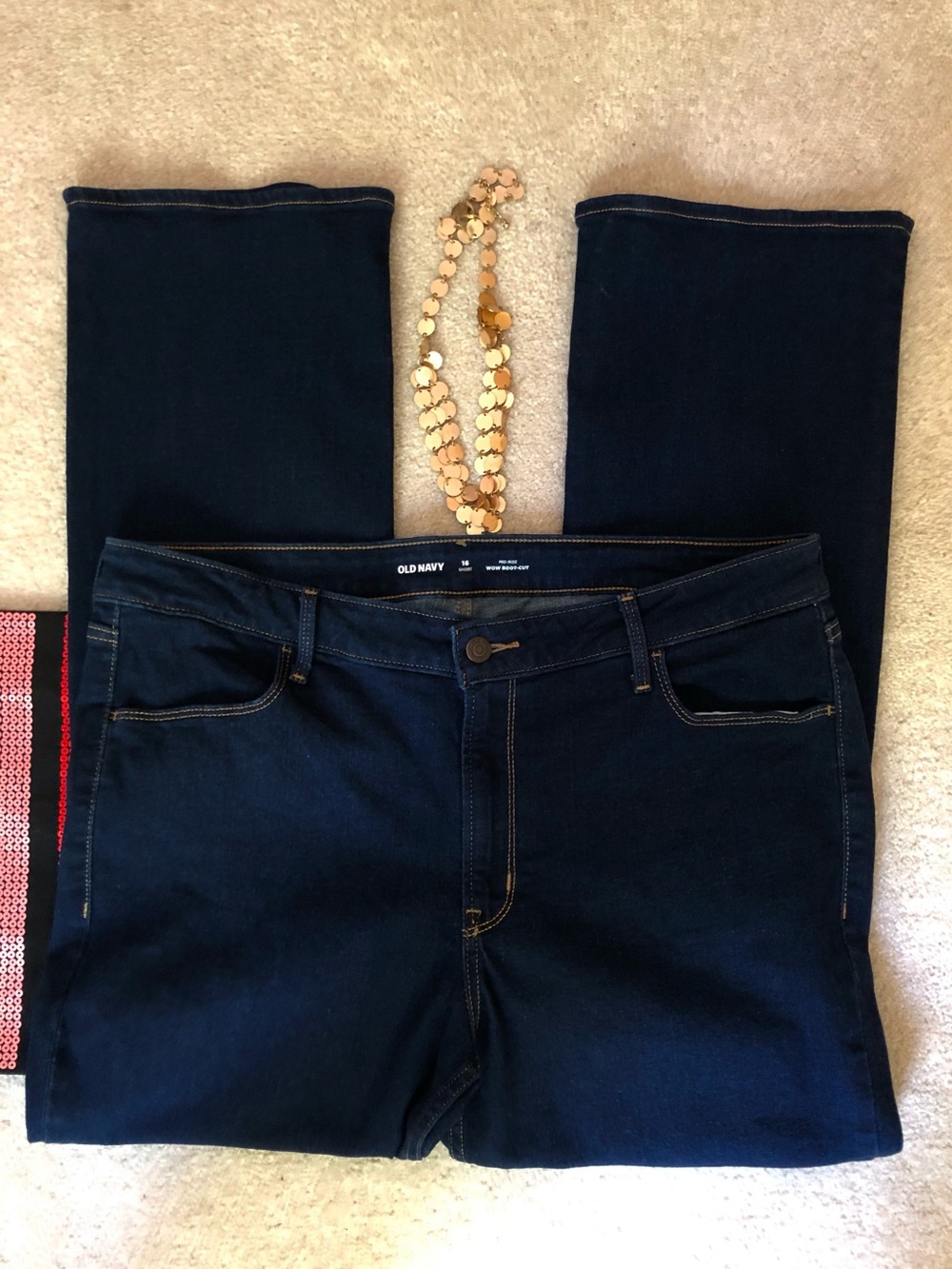 Old Navy Wow Bootcut Dark Wash Jeans Size 16 Short